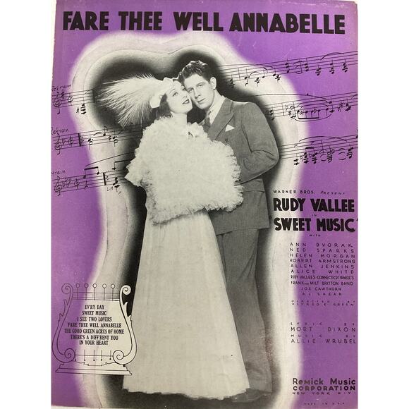 Fare Thee Well Annabelle Sheet Music 1934 Sweet Music Rudy Vallee Dixon Wrubel - Picture 2 of 5